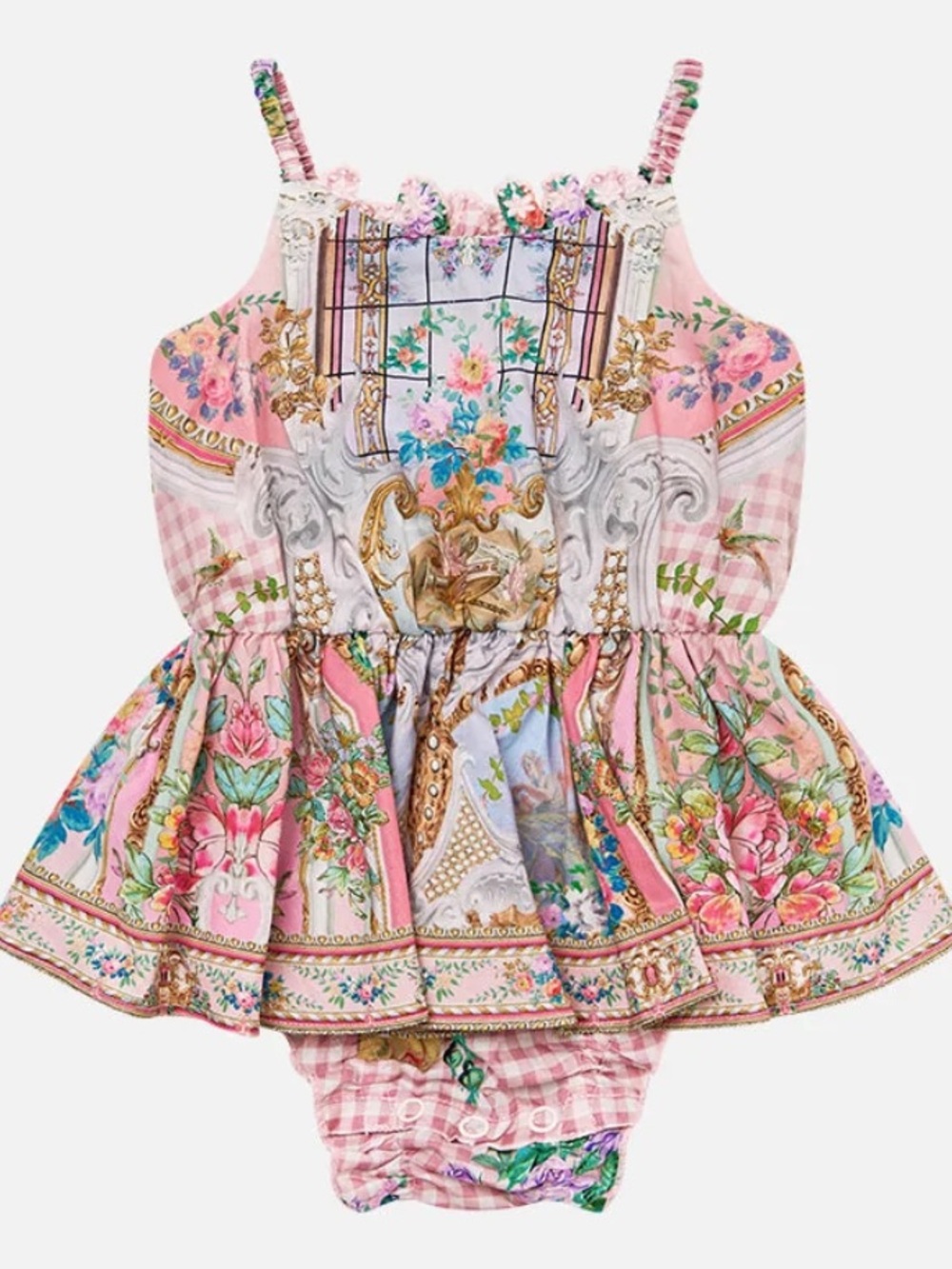 Camilla Pink Floral Print Girls' Dress Romper